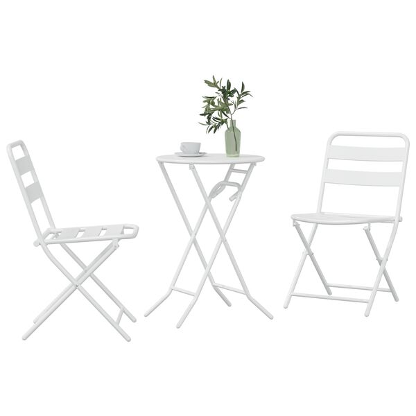 vidaXL Bistro Set Folding 3 pcs White Steel