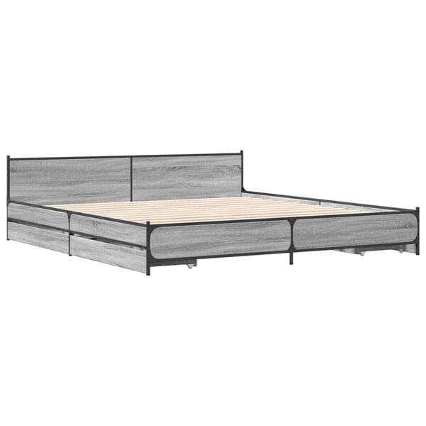 vidaXL Bed Frame Gray Sonoma Engineered wood, steel Double Bed Bed Frame