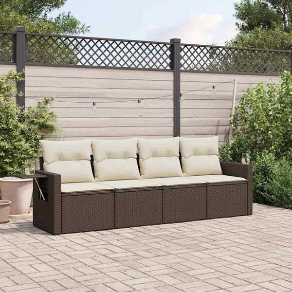 vidaXL Garden Sofa Set Brown, Cream White