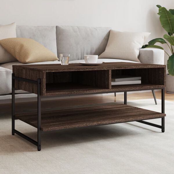 vidaXL Coffee Table Brown oak Engineered wood 35.4x19.7x17.7 in