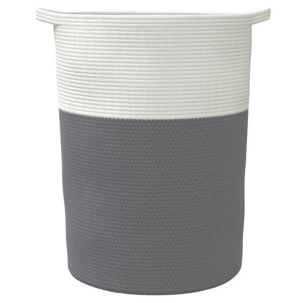 vidaXL Storage Basket Grey and White 100% Cotton Large Collapsible