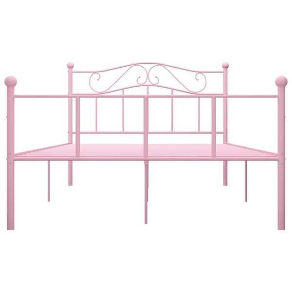 vidaXL Bed Frame Pink Metal Full Sturdy Rectangular Traditional