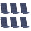 vidaXL Highback Chair Cushion Set of 6 Navy Blue 100% Polyester