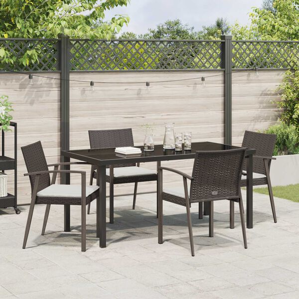 vidaXL Garden Dining Set 5 pcs Brown Poly rattan