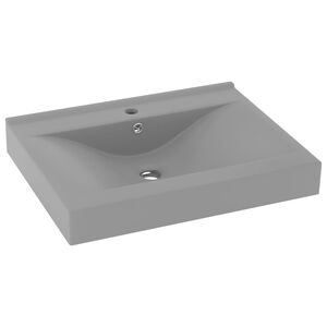 vidaXL Luxury Basin with Faucet Hole Matt Light Grey 23.6x18.1" Ceramic