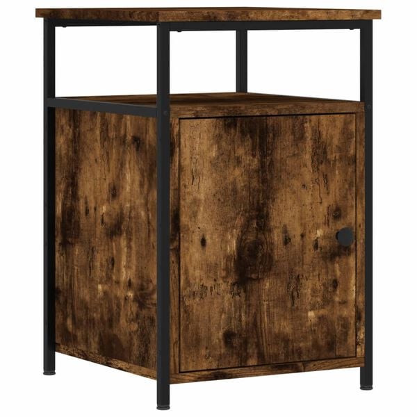 vidaXL Bedside Cabinet Smoked oak Engineered wood Adjustable Feet