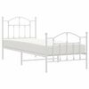 vidaXL Bed Frame White Steel Single Bed Frame Rectangular