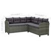 vidaXL Garden Lounge Set Grey PE Rattan Large Seats Many