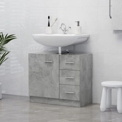 vidaXL Sink Cabinet Concrete Gray 24.8"x11.8"x21.3" Engineered Wood