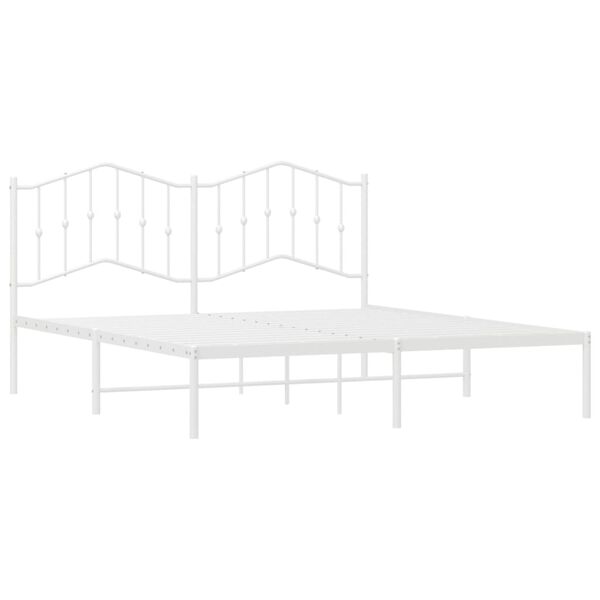 vidaXL Bed Frame White Powder-Coated Steel 63 x 79 in Bed Frame