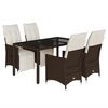 vidaXL 5 Piece Patio Bistro Set with Cushions Brown Poly Rattan
