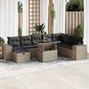 vidaXL Garden Sofa Set Grey PE rattan Large Adjustable Feet
