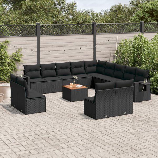 vidaXL Garden Sofa Set Black