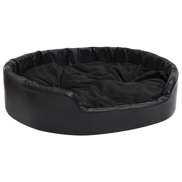 vidaXL Dog Bed Black Faux Leather Medium Dog Bed Rectangular