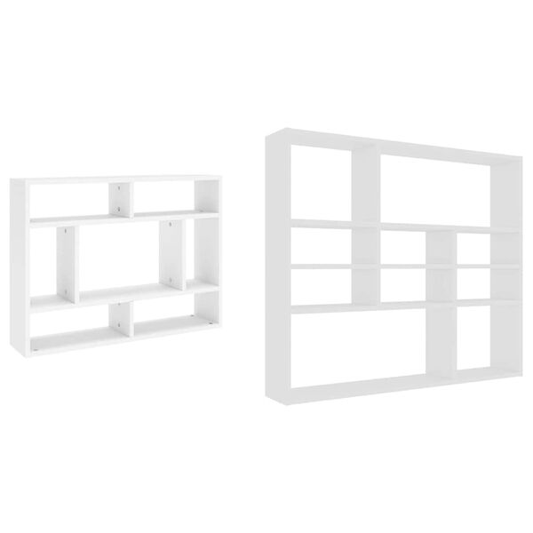 vidaXL Wall Shelf White 29.5x6.3x21.7" Engineered Wood