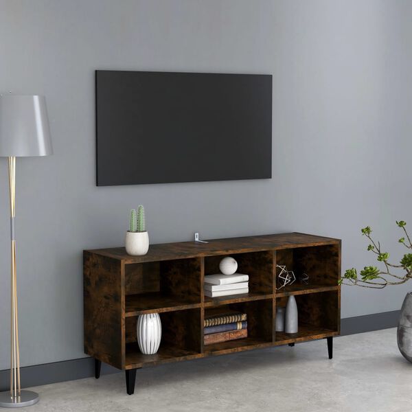vidaXL TV Stand with Metal Legs Smoked Oak 40.7"x11.8"x19.7"