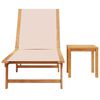 vidaXL Sun Lounger Cream Solid acacia wood Large Durable Sun Lounger