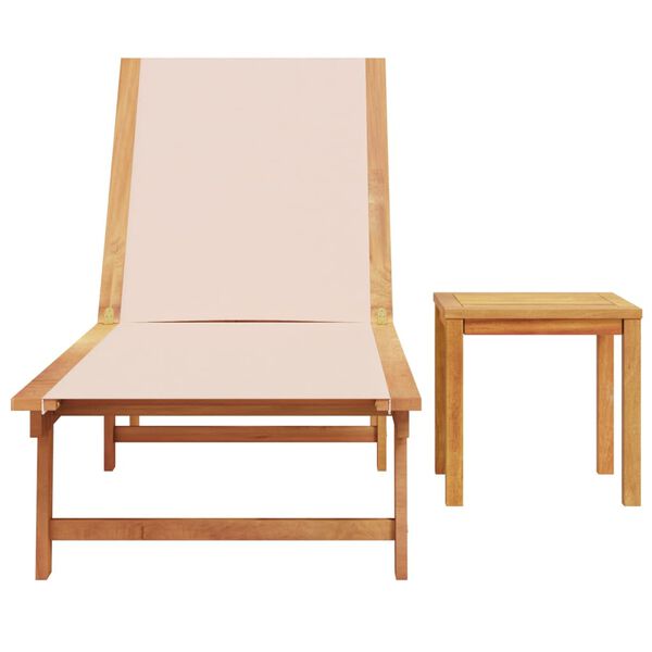 vidaXL Sun Lounger Cream Solid acacia wood Large Durable Sun Lounger