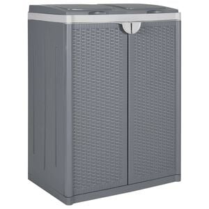vidaXL Trash Bin with 2 Doors Gray 25.6"x17.7"x34.6" PP