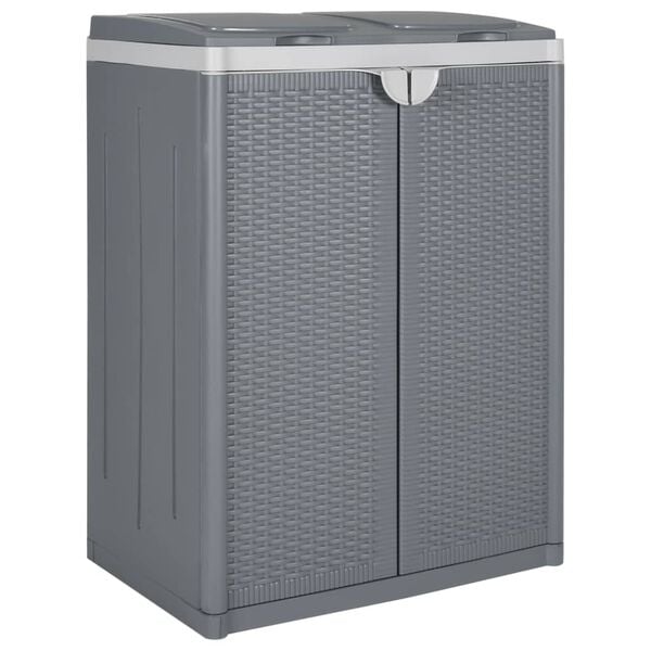 vidaXL Trash Bin with 2 Doors Gray 25.6"x17.7"x34.6" PP