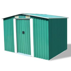 vidaXL Garden Shed Green Galvanized steel Large Sliding Components