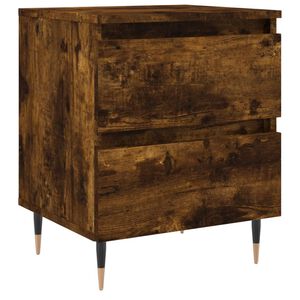 vidaXL Bedside Cabinet Smoked Oak Engineered Wood, Iron Medium