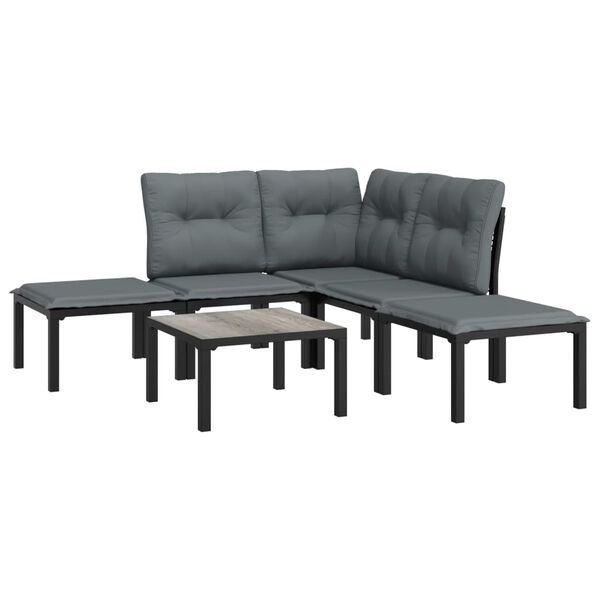 vidaXL Garden Lounge Set Black, Grey