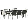 vidaXL Garden Dining Set with Cushion 9 pcs Black Poly Rattan