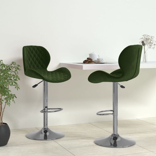 vidaXL Bar Stool Set of 2 Dark green