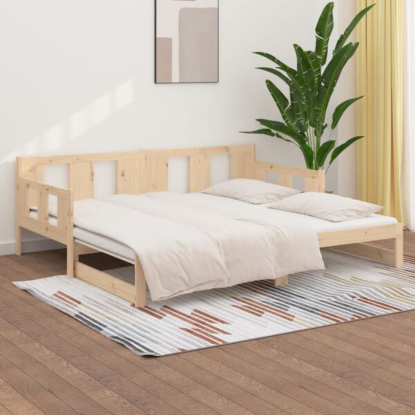 vidaXL Pull-out Day Bed without Mattress Solid Wood Pine 0.8x(90x190)"