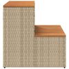vidaXL Hot Tub Step Beige PE Rattan, Powder-Coated Steel, Solid Acacia Wood