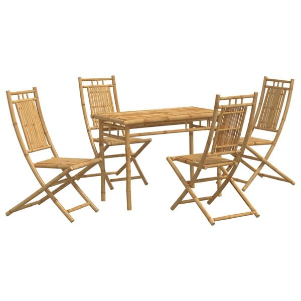 vidaXL Garden Dining Set Natural bamboo Bamboo 4-seater Foldable