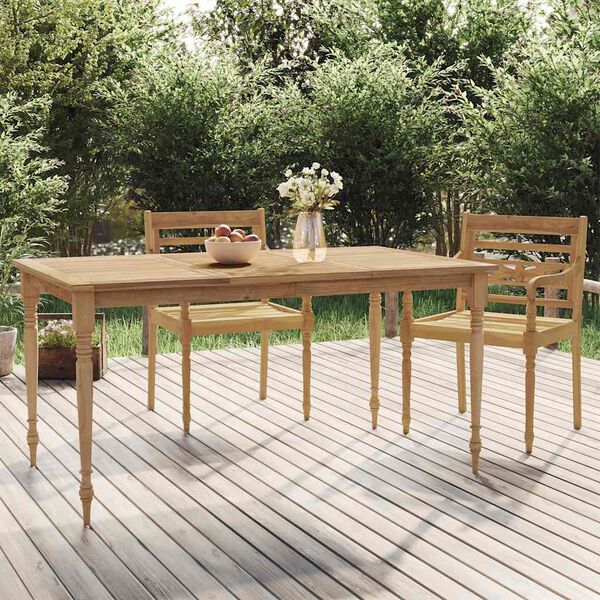 vidaXL Batavia Table Brown Solid Teak Wood Medium Durable Dining Table