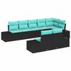 vidaXL Garden Sofa Set 8 pcs Black and turquoise Poly Rattan