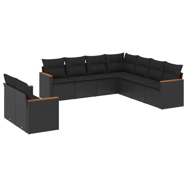 vidaXL Garden Sofa Set Black