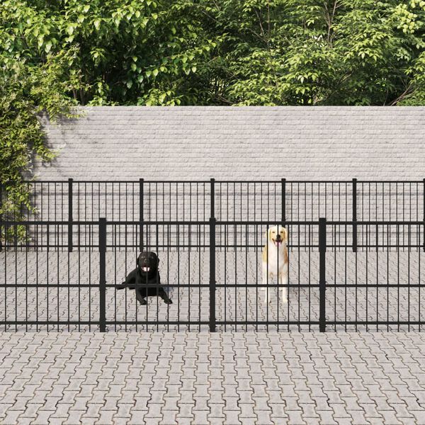 vidaXL Dog Kennel Black Powder-coated steel 506.9 sq ft Durable