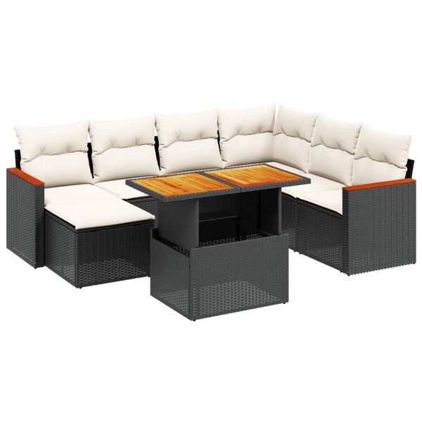 vidaXL Garden Sofa Set Black, Cream White