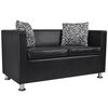 vidaXL Sofa Set Armchair 2-Seater 3-Seater Black Faux Leather