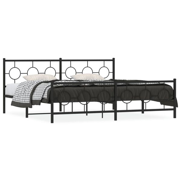 vidaXL Bed Frame Black Powder-Coated Steel Full Bed Frame Rectangular