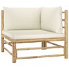 vidaXL Garden Lounge Set Cream white Bamboo and polyester Medium Modular