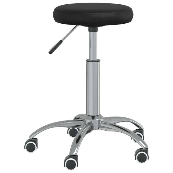 vidaXL Massage Stool Black Faux leather, chrome steel Swivel Modern