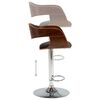 vidaXL Bar Chair Grey and Brown Fabric, Bent Wood, Chromed Metal