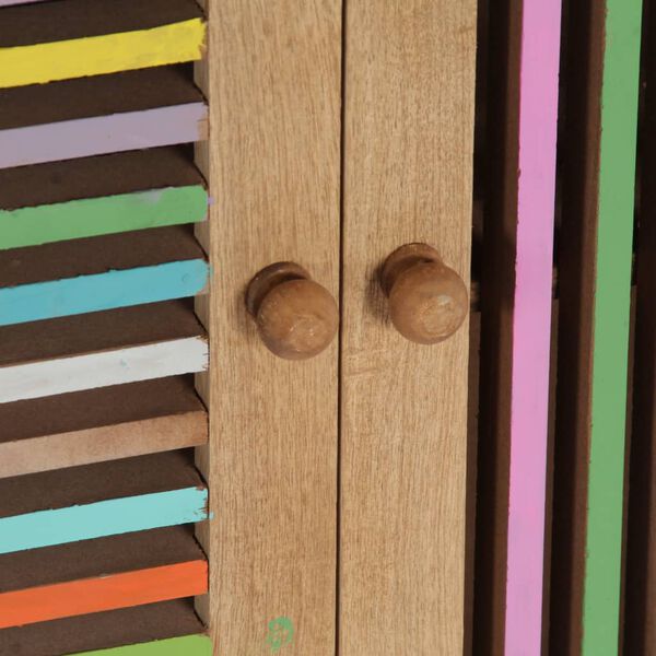 vidaXL Sideboard Natural wood grain with multicolor accents on doors