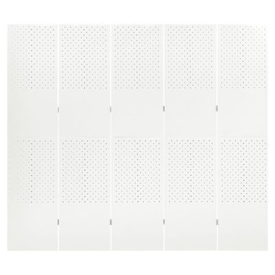 vidaXL 5-Panel Room Dividers 2 pcs White 78.7"x70.9" Steel