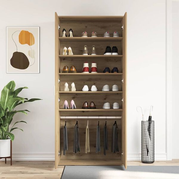 vidaXL Shoe Cabinet Artisan Oak 80 x 39 x 178 cm Engineered Wood