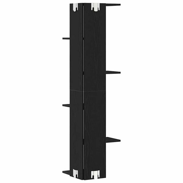 vidaXL Wall Corner Shelf with Shelf Black oak 36.5 x 36.5 x 140 cm