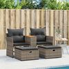 vidaXL Garden Sofa Grey PE rattan 2-Seater Adjustable Feet Garden Sofa