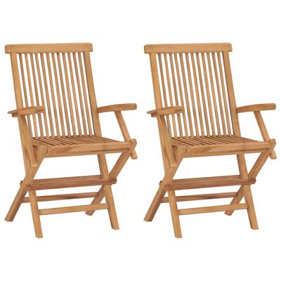 vidaXL Folding Patio Chairs 2 pcs Solid Teak Wood