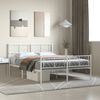 vidaXL Metal Bed Frame White Powder-Coated Steel Full Metal Bed Frame