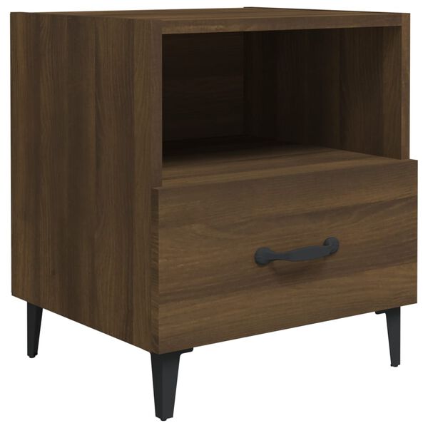vidaXL Bedside Cabinet Set of 2 Brown Oak Engineered wood, Metal
